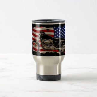 US Flag, Motorcycle, Motorbike, Hog, Travel Mug
