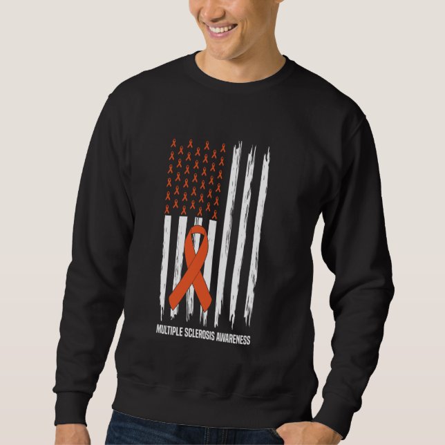 US Flag MS Family Support Multiple Sclerosis Aware Sweatshirt (Front)