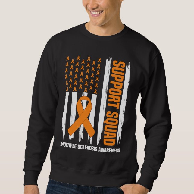 US Flag Multiple Sclerosis MS Awareness Supporter Sweatshirt (Front)