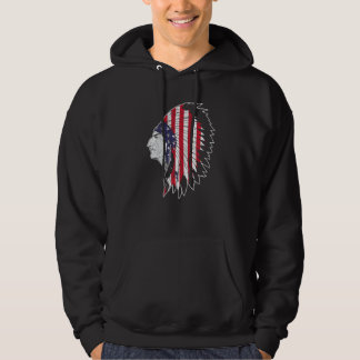 US Flag Native American Chief Traditional Indian Hoodie