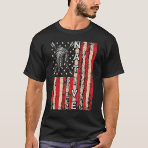US Flag Native American Headdress Indian Blood 2 T-Shirt