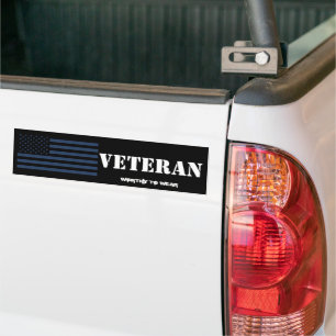 US Flag NAVY BLUE - Veteran - Worthy To Wear Bumper Sticker