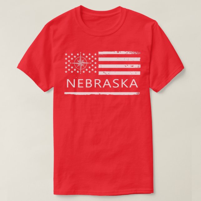 Us Flag Nebraska Nebraska State Love T-Shirt (Design Front)