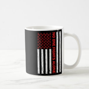 Us Flag No Body Fights Alone Red Ribbon Awareness Coffee Mug