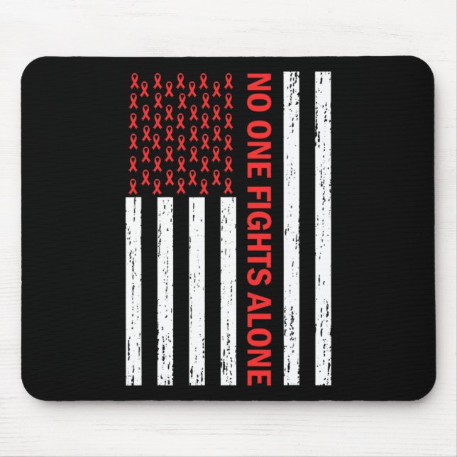 US Flag No Body Fights Alone Red Ribbon Awareness  Mouse Mat (Front)