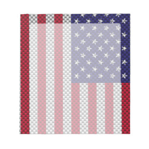 US Flag on Carbon Fiber Like Print Notepad