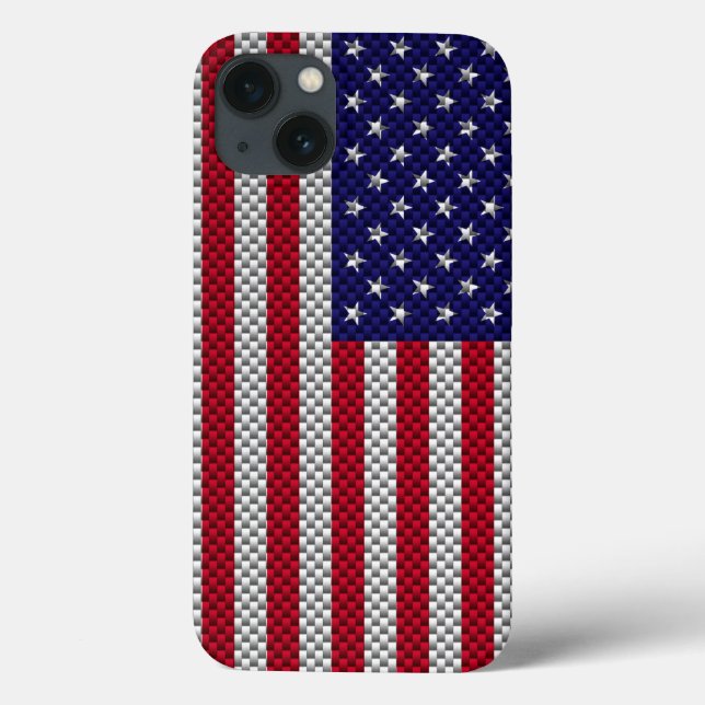 US Flag on Carbon Fibre Like Print Case-Mate iPhone Case (Back)