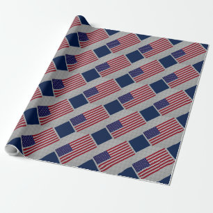 US Flag on Carbon Fibre Like Print Wrapping Paper