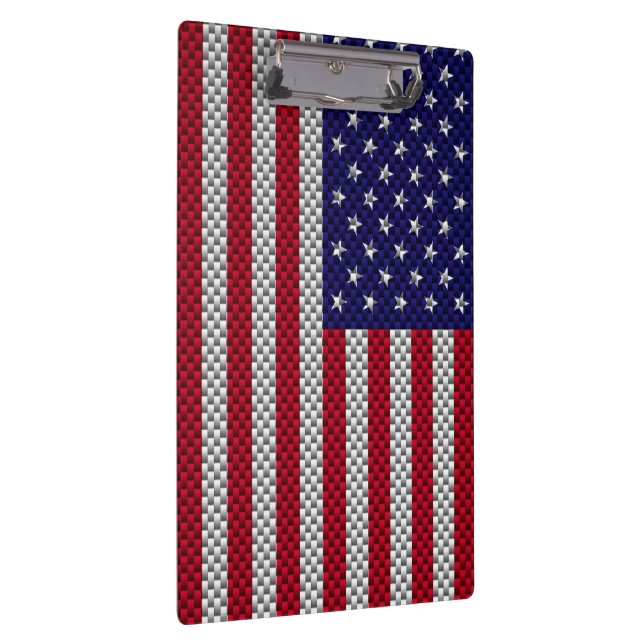 US Flag on Carbon Fibre Style Decor Clipboard (Right)