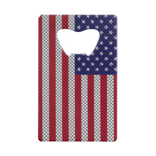 US Flag on Carbon Fibre Style Decor Print