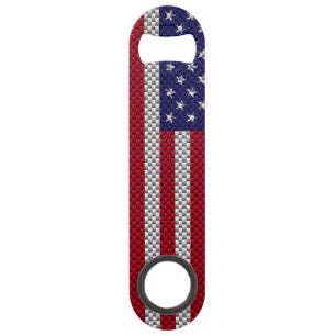 US Flag on Carbon Fibre Style Decor Print