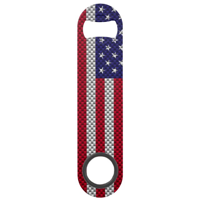 US Flag on Carbon Fibre Style Decor Print (Back)