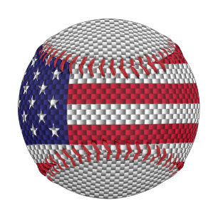 US Flag on Carbon Fibre Style Print Baseball