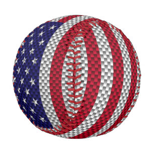 US Flag on Carbon Fibre Style Print Baseball