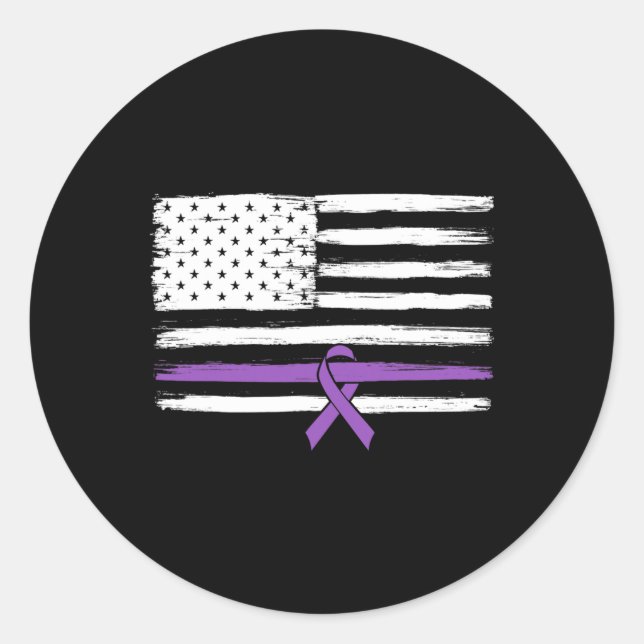 US Flag Pancreatic Cancer Awareness  Classic Round Sticker (Front)