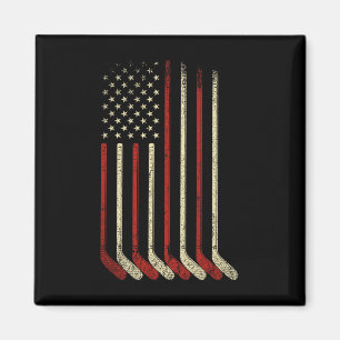 Us Flag Patriotic American Hockey Player Ice Hocke Magnet