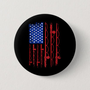 Us Flag Patriotic Fishing Gifts 4th Of July Design 6 Cm Round Badge