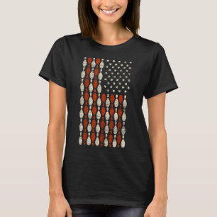 Us Flag Patriotic Proud American Bowler Gift Bowli T-Shirt