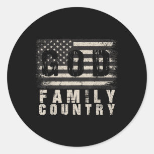Us Flag Patriotic Veteran God Family Country Memor Classic Round Sticker