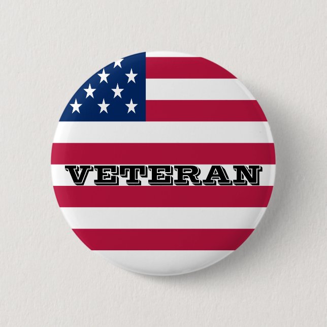 US Flag Patriotic Veteran USA Pin Button (Front)