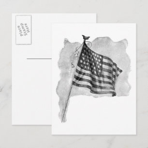US Flag Patriotic Vintage Art Postcard