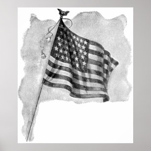 US Flag Patriotic Vintage Art Print