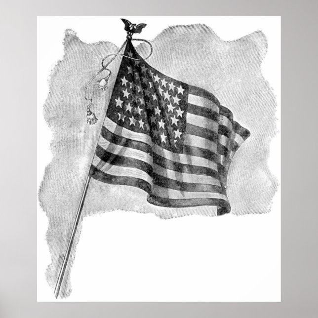 US Flag Patriotic Vintage Art Print (Front)