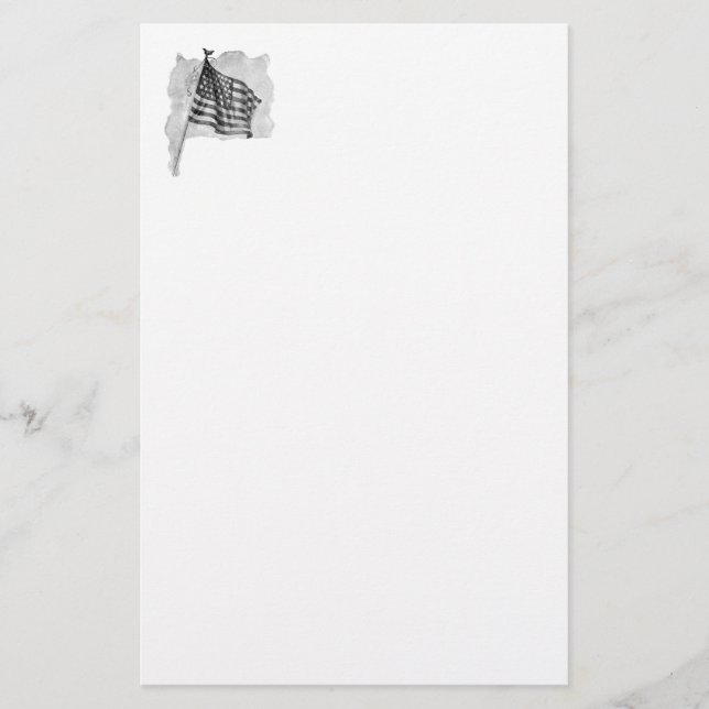 US Flag Patriotic Vintage Art Stationery (Front)