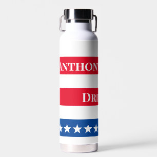 US Flag Personalised Red White and Blue Water Bottle