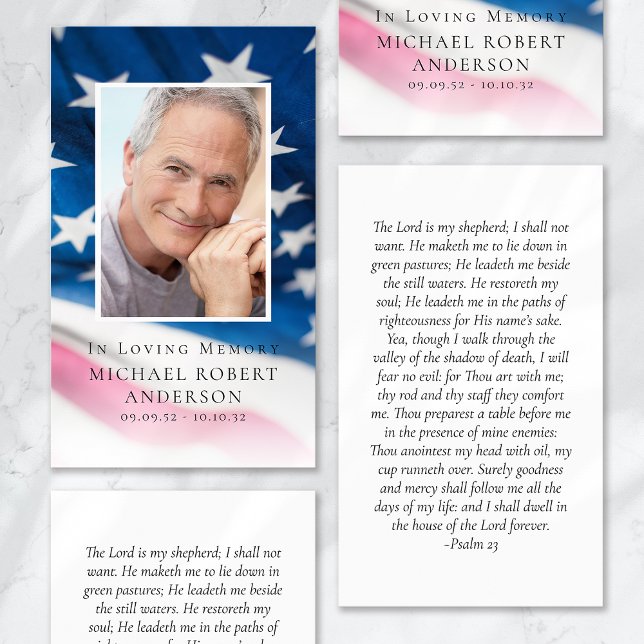 US Flag Photo Memorial Prayer Card (Creator Uploaded)