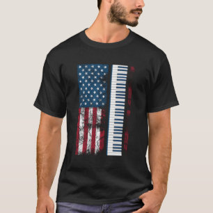 Us Flag Piano Keyboardists Musical T-Shirt