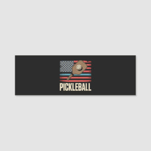 US Flag Pickleball Name Tag