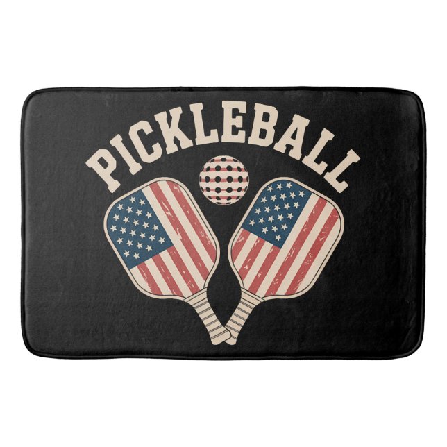 US Flag Pickleball Player Bath Mat (Front)