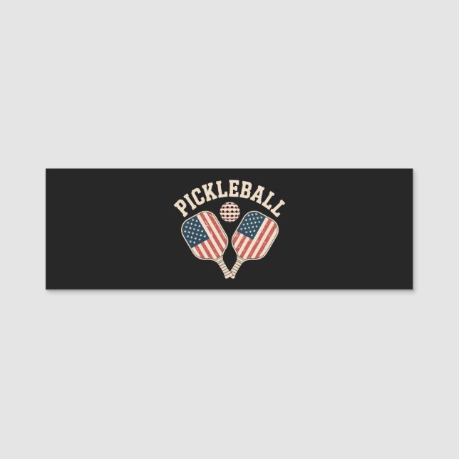 US Flag Pickleball Player Name Tag (Front)