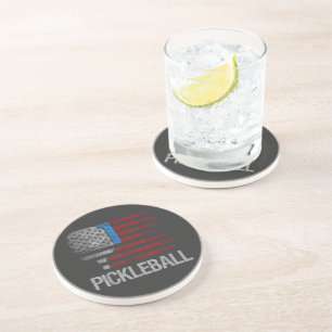 US Flag Pickleball Player Paddleball Lover Coaster