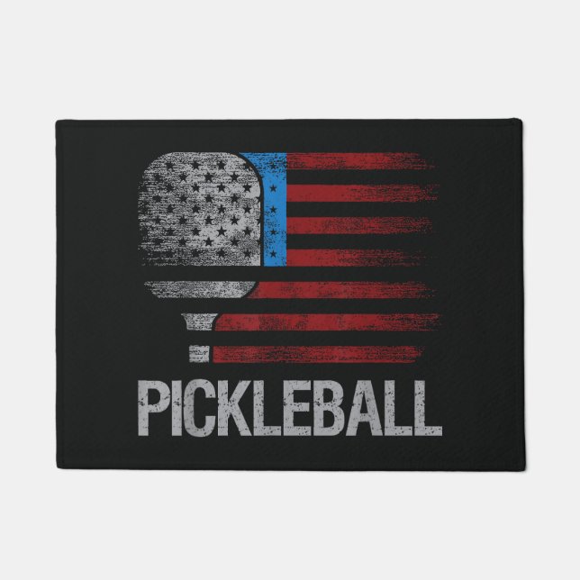 US Flag Pickleball Player Paddleball Lover Doormat (Front)