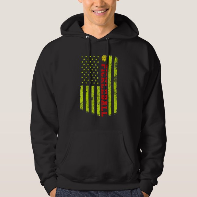 US Flag Pickleball Player Paddleball Lover Hoodie (Front)
