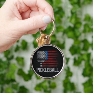 US Flag Pickleball Player Paddleball Lover Key Ring