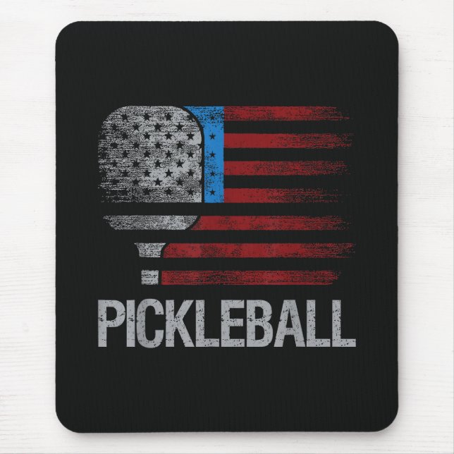 US Flag Pickleball Player Paddleball Lover Mouse Mat (Front)