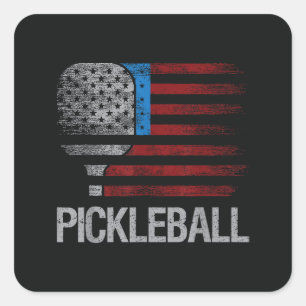 US Flag Pickleball Player Paddleball Lover Square Sticker