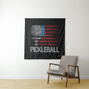 US Flag Pickleball Player Paddleball Lover Tapestry