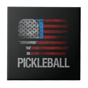 US Flag Pickleball Player Paddleball Lover Tile