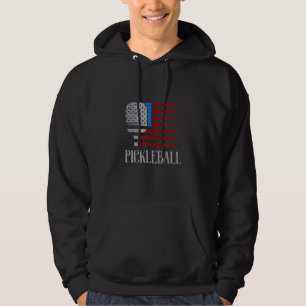 Us Flag Pickleball Player Paddleball Vintage Hoodie