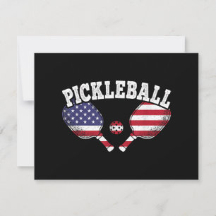 US Flag Pickleball Player Vintage Pickle Ball Love Holiday Card