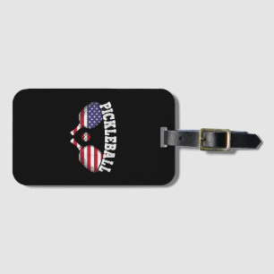 US Flag Pickleball Player Vintage Pickle Ball Love Luggage Tag