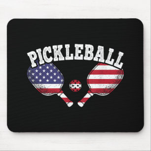 US Flag Pickleball Player Vintage Pickle Ball Love Mouse Mat