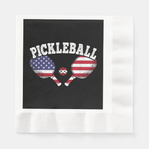 US Flag Pickleball Player Vintage Pickle Ball Love Napkin