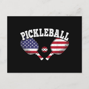 US Flag Pickleball Player Vintage Pickle Ball Love Postcard