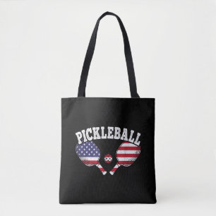 US Flag Pickleball Player Vintage Pickle Ball Love Tote Bag