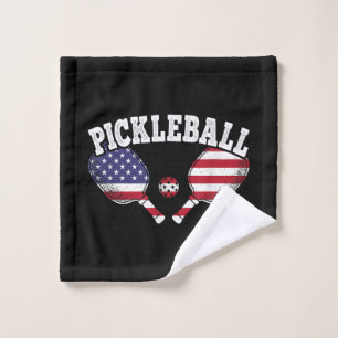 US Flag Pickleball Player Vintage Pickle Ball Love Wash Cloth